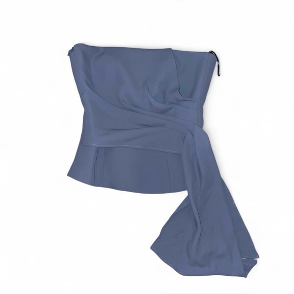 Zara Blue grey strapless top with ruched drape detail size XS. NWT - Picture 1 of 6